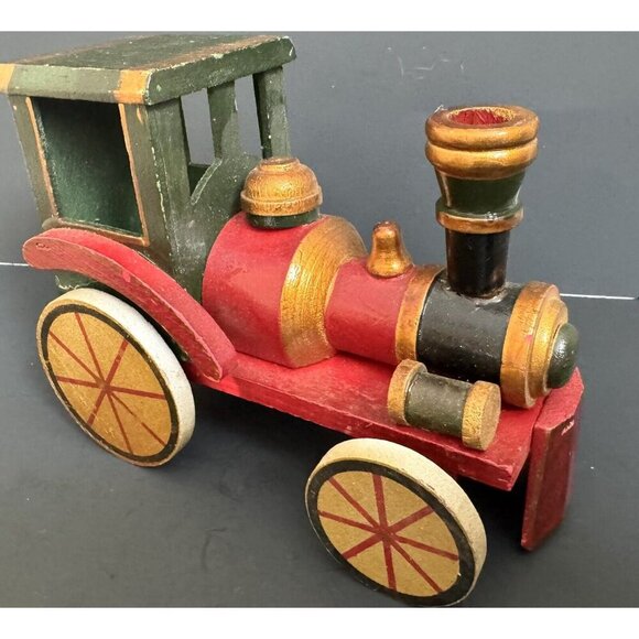 Wooden Train True Vintage Childs Christmas Toy 7” Wheels Work Kids Choo Decor - Picture 3 of 11